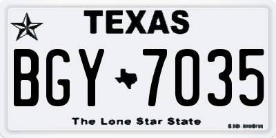 TX license plate BGY7035