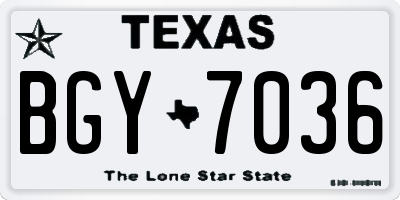 TX license plate BGY7036
