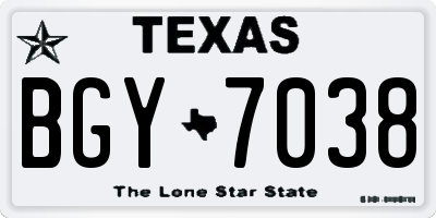TX license plate BGY7038