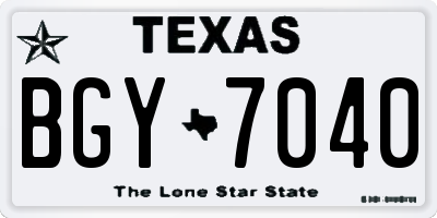 TX license plate BGY7040