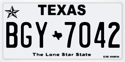 TX license plate BGY7042