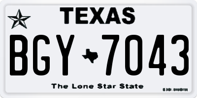 TX license plate BGY7043