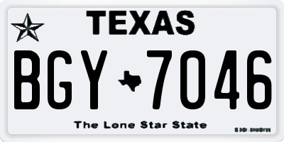 TX license plate BGY7046