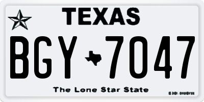 TX license plate BGY7047