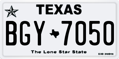 TX license plate BGY7050
