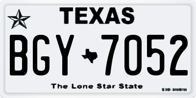 TX license plate BGY7052