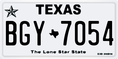 TX license plate BGY7054
