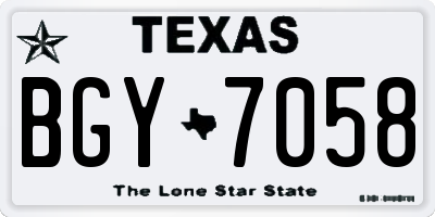 TX license plate BGY7058