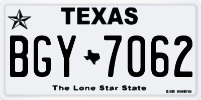 TX license plate BGY7062