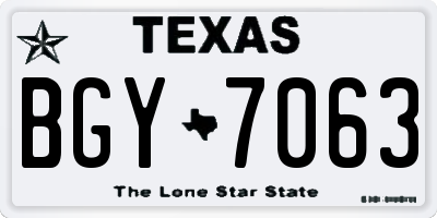 TX license plate BGY7063
