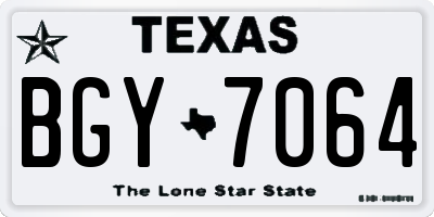 TX license plate BGY7064