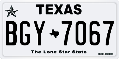TX license plate BGY7067