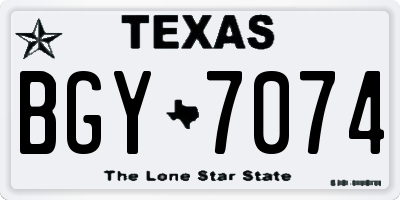 TX license plate BGY7074
