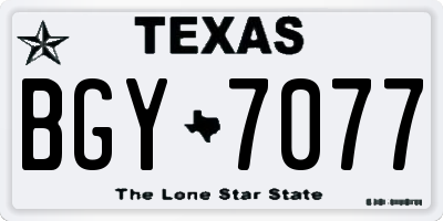 TX license plate BGY7077