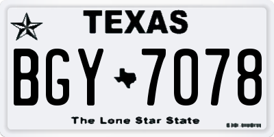 TX license plate BGY7078