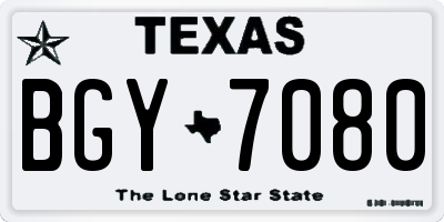 TX license plate BGY7080