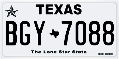 TX license plate BGY7088