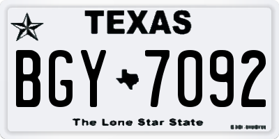 TX license plate BGY7092