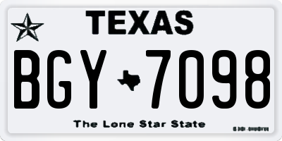 TX license plate BGY7098