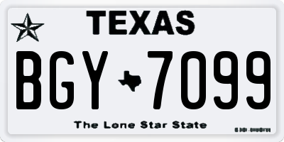 TX license plate BGY7099