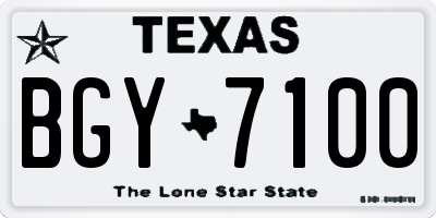 TX license plate BGY7100