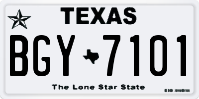 TX license plate BGY7101