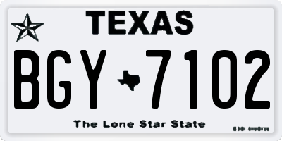 TX license plate BGY7102