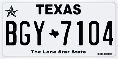TX license plate BGY7104