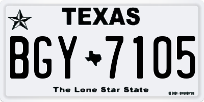 TX license plate BGY7105