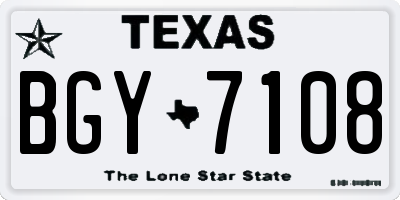 TX license plate BGY7108