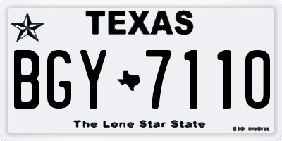 TX license plate BGY7110