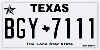 TX license plate BGY7111