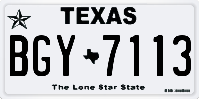 TX license plate BGY7113