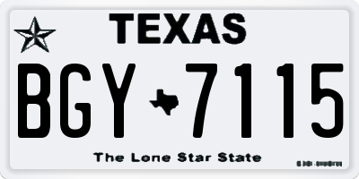 TX license plate BGY7115