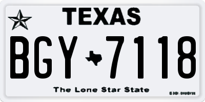 TX license plate BGY7118