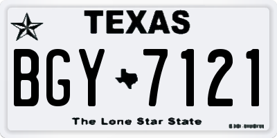 TX license plate BGY7121