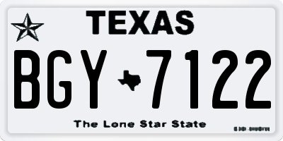 TX license plate BGY7122