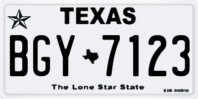 TX license plate BGY7123