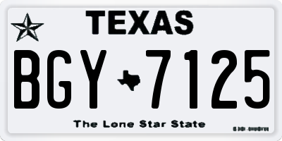 TX license plate BGY7125