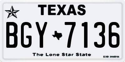 TX license plate BGY7136