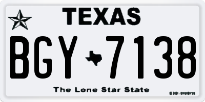 TX license plate BGY7138
