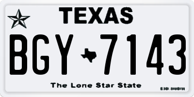 TX license plate BGY7143