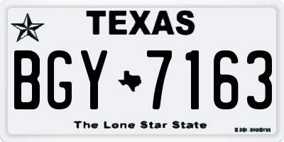 TX license plate BGY7163