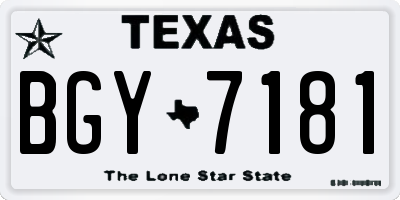 TX license plate BGY7181