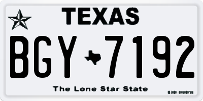 TX license plate BGY7192