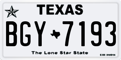 TX license plate BGY7193