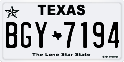 TX license plate BGY7194