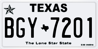 TX license plate BGY7201