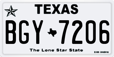 TX license plate BGY7206