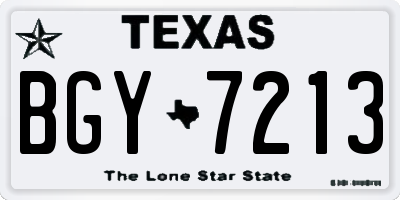 TX license plate BGY7213